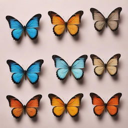 A collection of sophisticated butterfly mockups, presenting an opportunity for designs to be brought to life in the form of visual poetry.