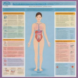 An informative poster delineating the various health and care requirements during puberty. Use bold colors, clear illustrations of human anatomy and key points of care arranged sensibly. Don't forget to highlight the importance of understanding these changes in young adolescents.