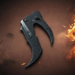 Create a thrilling thumbnail for 'Karambit War Zone III', focusing on a prominently displayed Karambit knife, a signature element of the game. Include game elements like soldiers, explosive scenes, and a war-torn environment.