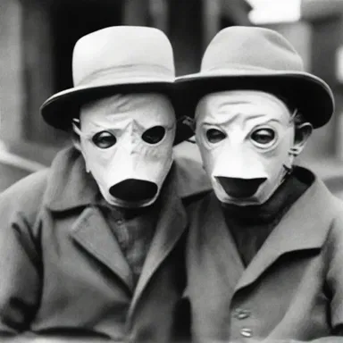 During the Great Depression, many people wore inexpressive masks to hide their despair and struggles.