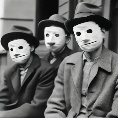 During the Great Depression, many people wore inexpressive masks to hide their despair and struggles.