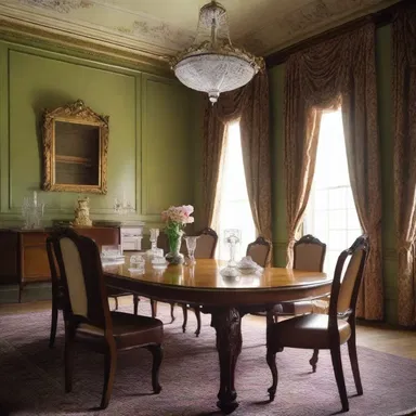 The antique plate rail in the dining room of the old mansion added a touch of elegance to the scenes in the period drama film.