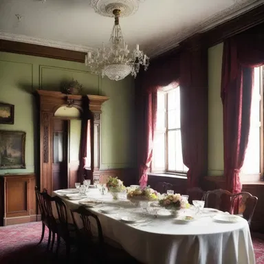The antique plate rail in the dining room of the old mansion added a touch of elegance to the scenes in the period drama film.