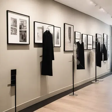 The interior designer incorporated a sleek and modern plate rail into the fashion boutique to showcase the latest designer plates as stylish wall decor.