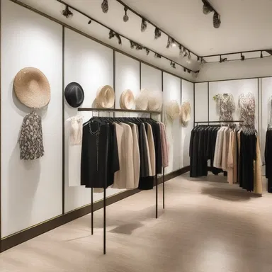 The interior designer incorporated a sleek and modern plate rail into the fashion boutique to showcase the latest designer plates as stylish wall decor.