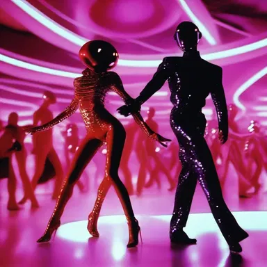 In the science fiction movie, futuristic characters were shown dancing in a disco from another planet.