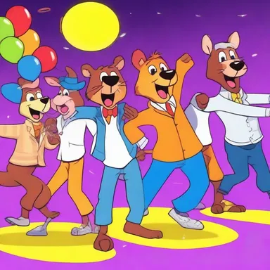 The animated cartoon showcased a group of anthropomorphic animals having a wild dance party at the disco.