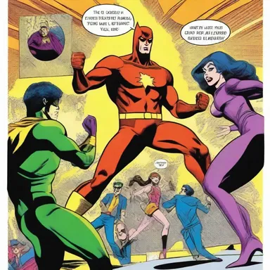 In the comic book, the superhero fought off the villains who tried to sabotage the disco party.