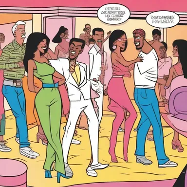 In the comic strip, the characters were seen dancing to disco music at a club.