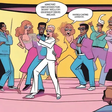 In the comic strip, the characters were seen dancing to disco music at a club.