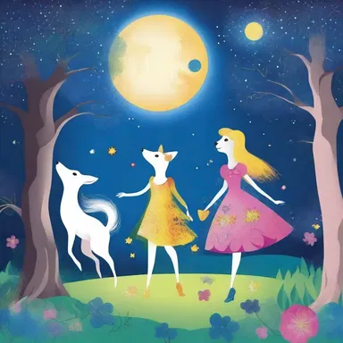In a magical land filled with mystical creatures, they disco under the enchanted moonlight.