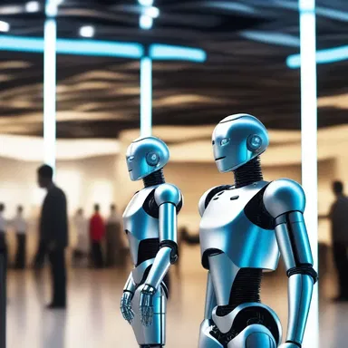 In the distant future, robots with advanced AI capabilities will disco with humans, creating an extraordinary experience.