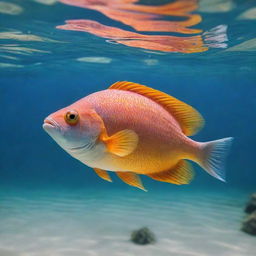 A colorful and cute fish swimming gracefully in clear, sunlit waters