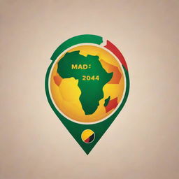 Create a logo styled in the theme of Africa for a team named 'Mao Squad 2024' integrating elements of the Africa Cup soccer competition.