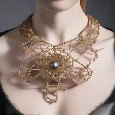 The avant-garde designer featured a unique necklace inspired by the pion, with intricate metalwork resembling the particle's subatomic structure.
