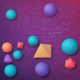 An illustrative depiction of various mathematical concepts, including geometric figures, algebraic formulas, and calculus graphs, using vibrant colors.