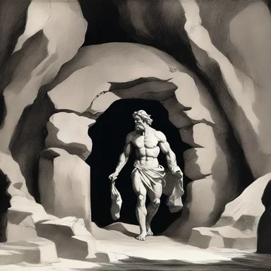 In Greek mythology, when Hephaestus was expelled from Mount Olympus, he built a make-do shelter in a cave.
