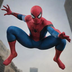 Spider-Man with six arms, each clothed in his distinctive red and blue suit, accentuating his agility and strength.