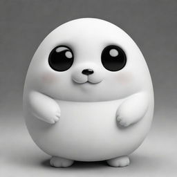 Adorable, chubby, round-eyed creature in a black and white setting, instilling a sense of calming simplicity