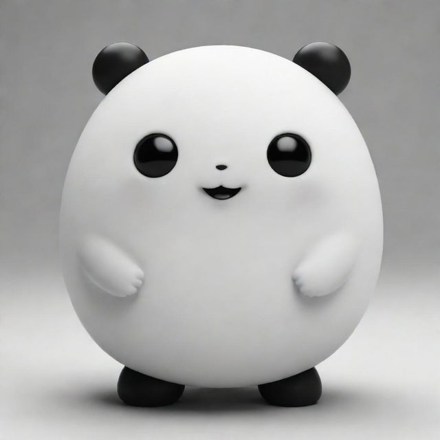 Adorable, chubby, round-eyed creature in a black and white setting, instilling a sense of calming simplicity