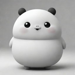 Adorable, chubby, round-eyed creature in a black and white setting, instilling a sense of calming simplicity