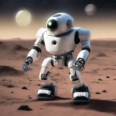 In the distant future, humans have developed keen-sighted robots capable of exploring the vastness of space.