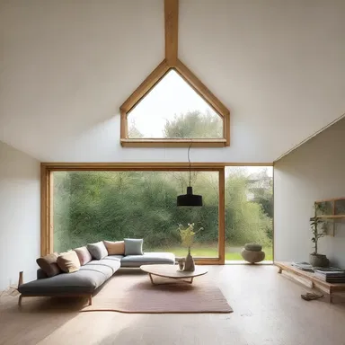 The architect added an oxeye to the roof of the house, allowing more natural light into the room.