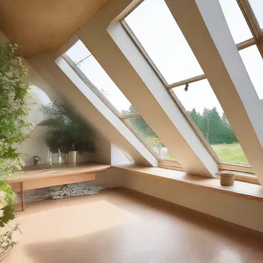 The architect added an oxeye to the roof of the house, allowing more natural light into the room.