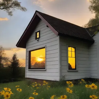 As the sun set, they sat by the oxeye dormer window, sharing stories and gazing into each other's eyes.