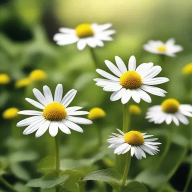 In the mystical kingdom of Eloria, the enchanted oxeye blossoms granted eternal youth to those who held them.