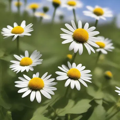 In the mystical kingdom of Eloria, the enchanted oxeye blossoms granted eternal youth to those who held them.