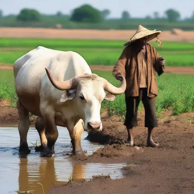 During the ancient civilization, water oxen were often used to plow and cultivate the crops.