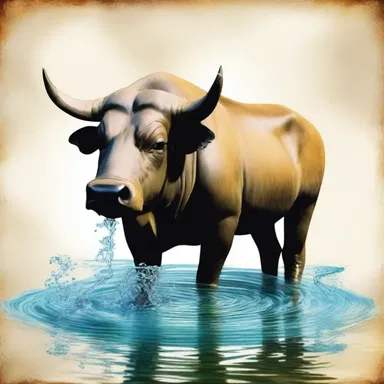 In the ancient mythology, the water ox was considered a sacred creature associated with fertility and abundance.