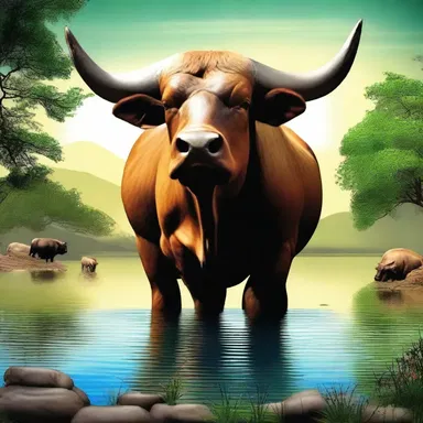 In the ancient mythology, the water ox was considered a sacred creature associated with fertility and abundance.
