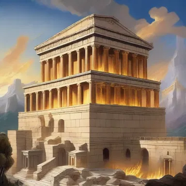 According to Greek mythology, Hephaestus, the god of fire, built a massive cubiform palace on Mount Olympus.
