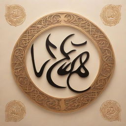 Illustrate a stylized, calligraphic array of Arabic words, presented in an artistic and visually pleasing manner, capturing the beauty of the script and language