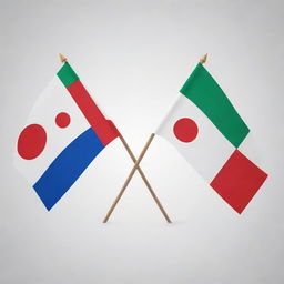 An illustrative graphic representing unity between Uzbekistan and Japan through creatively intertwined flags of the two countries against a neutral background.