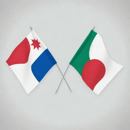 An illustrative graphic representing unity between Uzbekistan and Japan through creatively intertwined flags of the two countries against a neutral background.