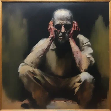 The artist skillfully portrayed the terror-stricken emotions of the characters in the painting, evoking a sense of fear and unease in the viewers.