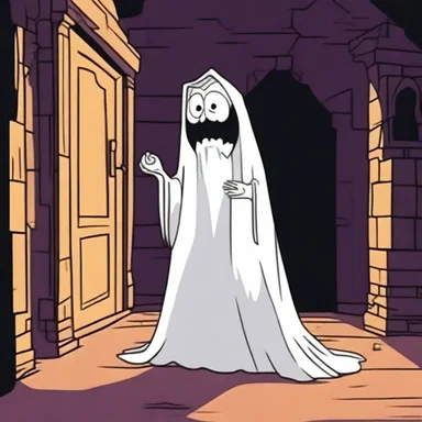In the cartoon, the main character's eyes widened and became terror-stricken when they encountered a spooky ghost in the haunted castle.