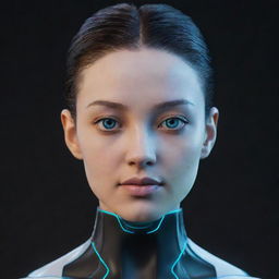 Generate a realistic AI-infused avatar embodying a futuristic aesthetic.