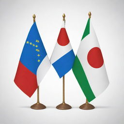 A graphic illustration depicting diplomatic cooperation between Uzbekistan and Japan, symbolically using the national flags of both countries intertwined in unity against a peaceful backdrop.