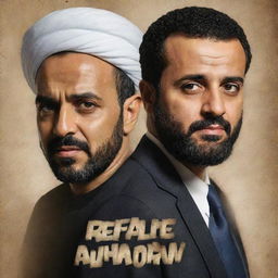 Create an action-packed TV series poster featuring the iconic characters Ibrahim Al-Abiad and Refaie El-Dessouki.