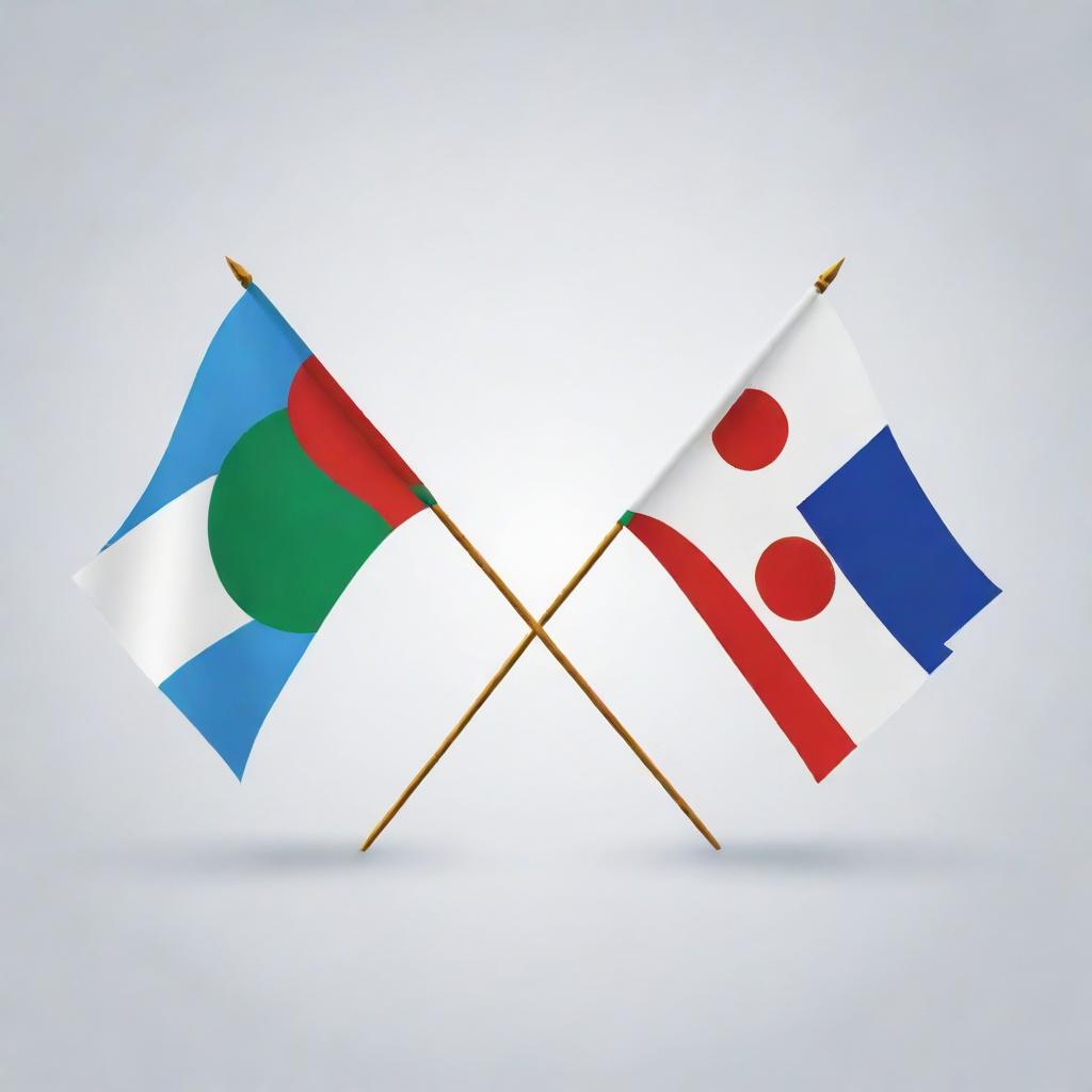 Graphic illustration symbolizing cooperation between Uzbekistan and Japan, creatively incorporating the flags of Uzbekistan and Japan.