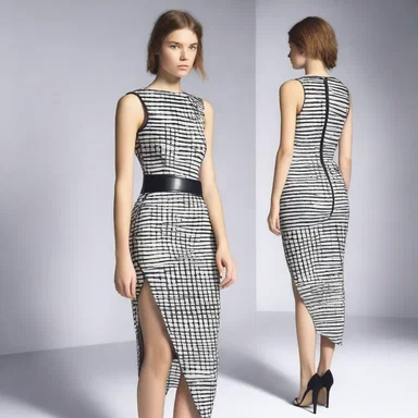 The designer incorporated elements of the scrum in the pattern of the dress, giving it a unique and edgy look.