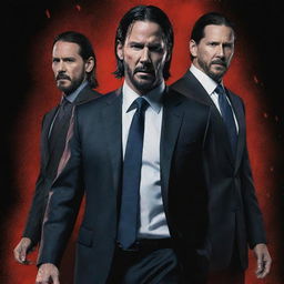 Design an energetic action TV series poster showcasing narratives of John Wick and John Cena