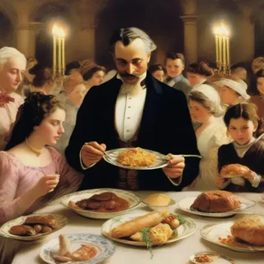 In the novel, the author used vivid descriptions to portray the protagonist savoring every titbit from the grand feast.