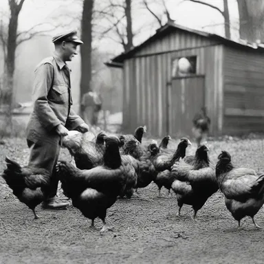 During World War II, soldiers took comfort in hearing the familiar cluck of hens on the farm.