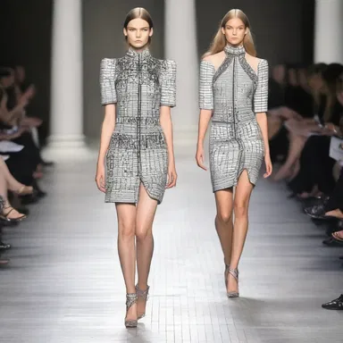 The castellated patterns on the dress gave it a unique and edgy look on the runway.