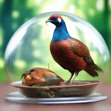In the distant future, humans serve pheasant under glass to their extraterrestrial guests.